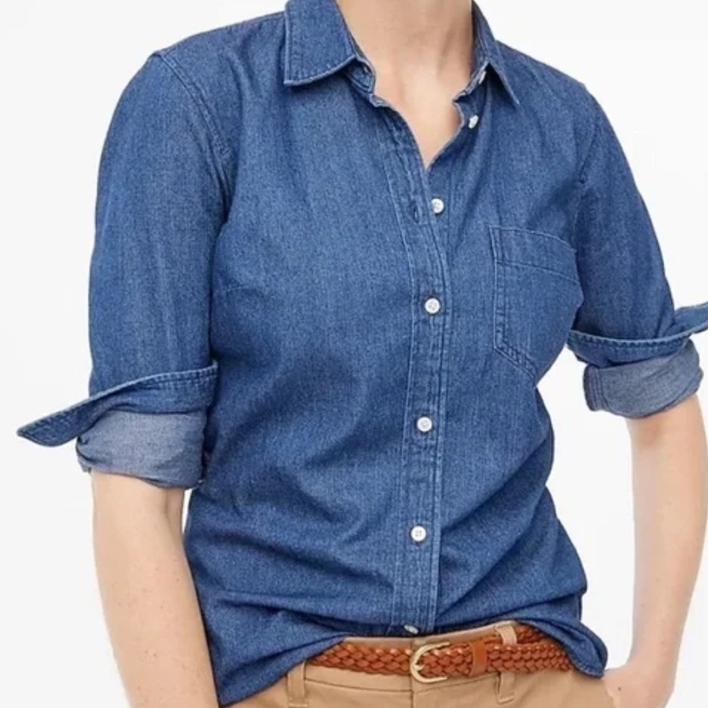 J. CREW Dark Denim Classic Button Down Shirt Sz. M